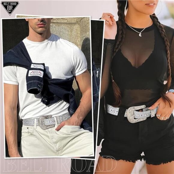 Gothic Bling Belt: Western Cowboy Style for Jeans - Picture 2 of 7